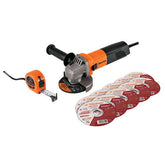Esmriladora 4 1/2'' 750w + 10 discos + cinta mtrica trupr